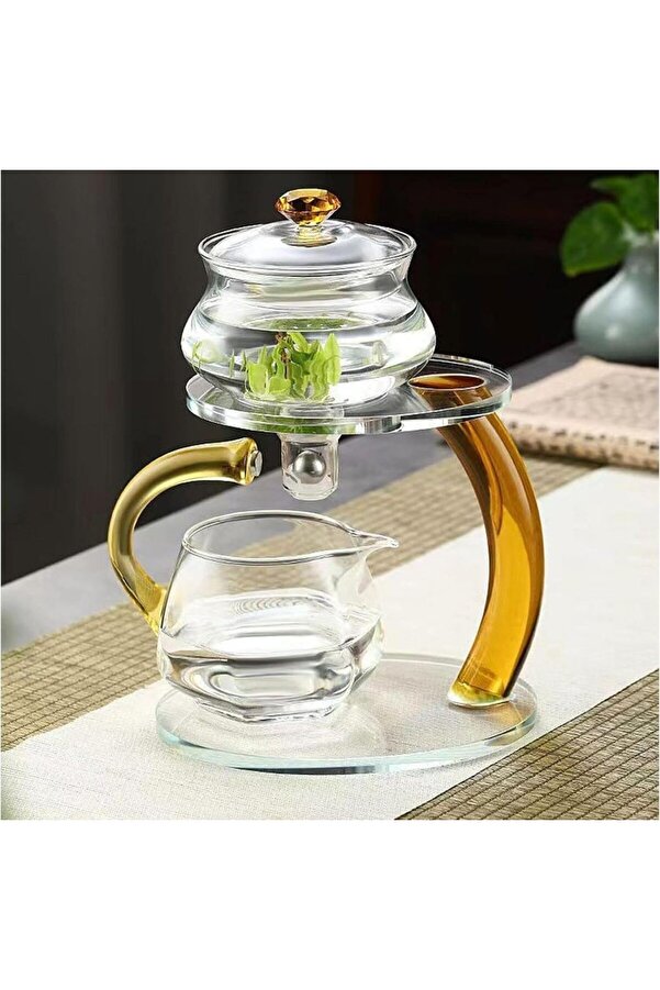 Shopverse Premi̇um Borosi̇li̇kat Gongfu Cha Manyeti̇k Cam Demli̇k Seti̇ Şık Otomati̇k Ve Dayanıklı Trendfli̇