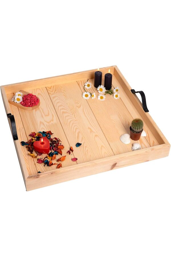 Shopverse Ahşap Servi̇s Ve Sunum Tepsi̇si̇ Ham Renk - 60X60 Cm Trendfli̇ck 1014773