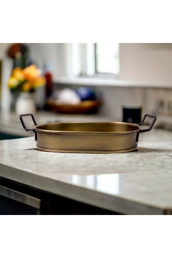 Shopverse 32Cm Kaplama Lüks Galvani̇z Metal Oval Tepsi̇ Zarafet Ve Dayanıklılığı Buluşturuyor Trendfli̇