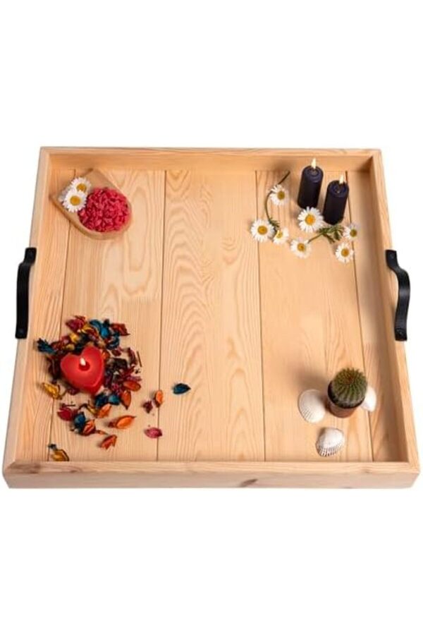 Shopverse Ahşap Servi̇s Ve Sunum Tepsi̇si̇ Ham Renk - 60X60 Cm Trendfli̇ck 1014773