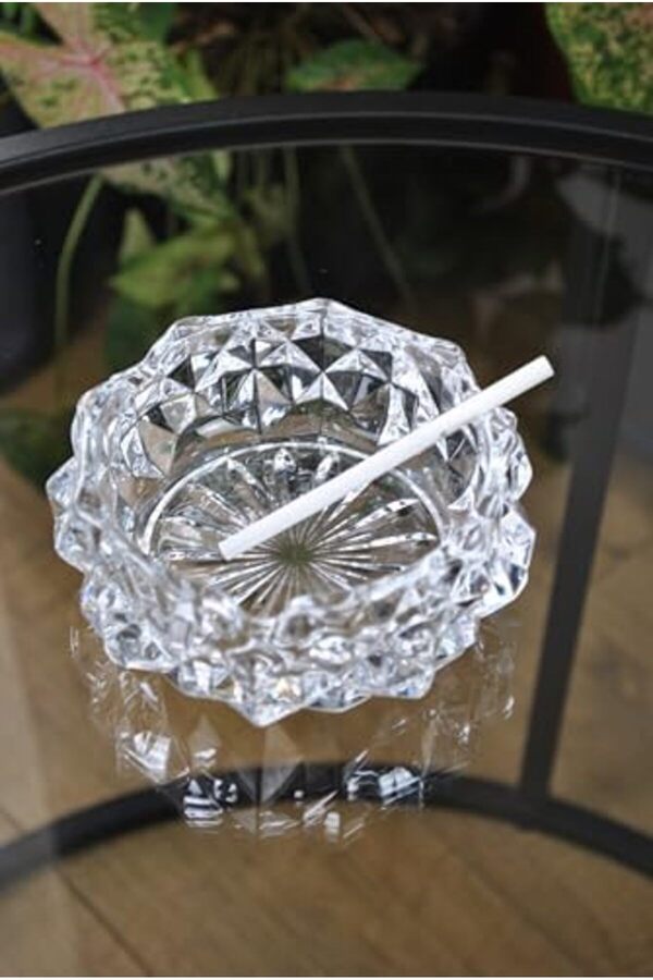 Shopverse Dazzli̇ng Yuvarlak Cam Lüks Küllük - Kül Tablası - Yuvarlak Kül Tabağı 11 Cm Trendfli̇ck 101