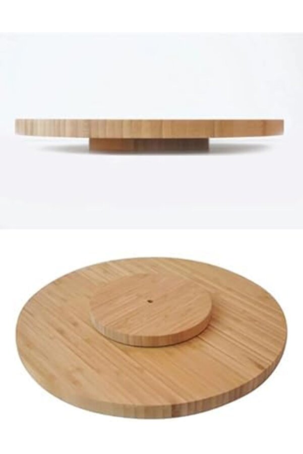 Shopverse Bambu 360 Derece Dönen Lüx Servi̇s Sunum Tabağı, 30 Cm, Pi̇zza Ve Peyni̇r Sunum Tahtası Trend