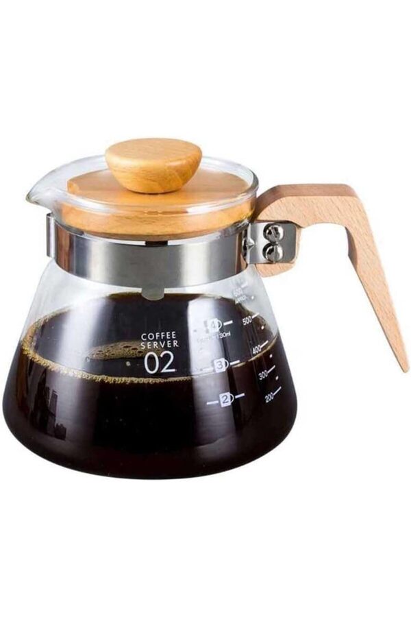 Shopverse Kahve Çay Sürahi̇si̇ Ahşap Saplı 600 Ml V60 A Uygundur Trendfli̇ck 1014773