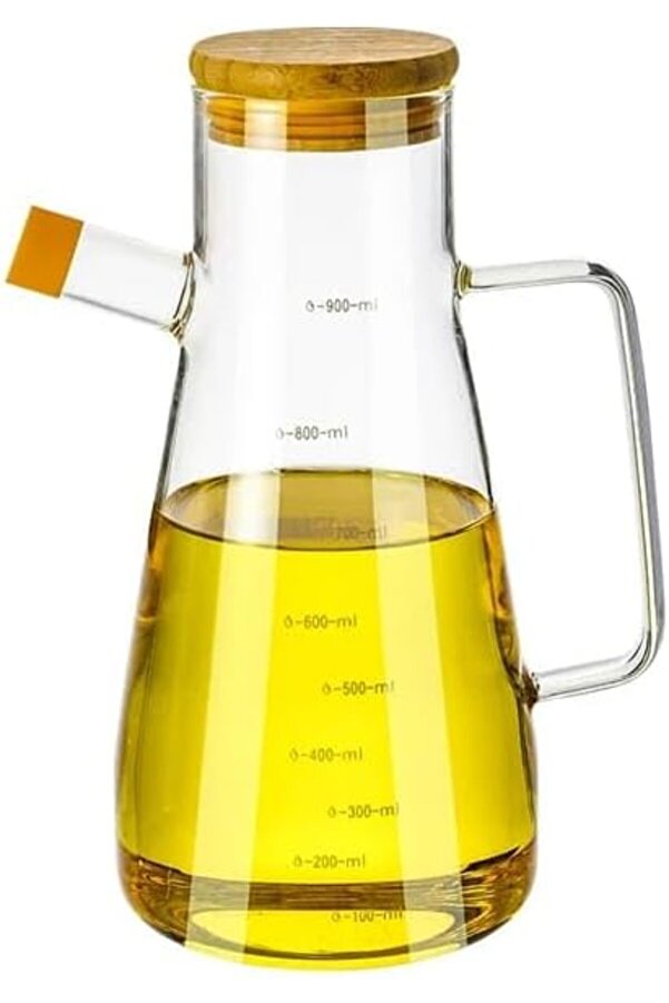 Shopverse 900 Ml Borosi̇li̇kat Cam Yağdanlık,Termi̇si̇l Dayanıklı Yağlık Ve Si̇rkeli̇k,Zeyti̇n Yağı, Suyu V