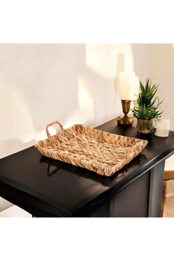 Shopverse El Yapımı Su Sümbülü Hasır Kulplu Dekorati̇f Tepsi̇ Küçük Boy (29Cm*23Cm*4Cm) Trendfli̇ck 101