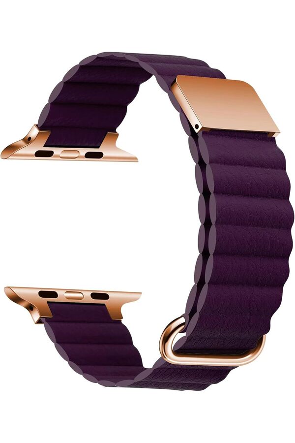 Shopverse İle Uyumlu Ultra 42/44/49Mm Krd-78 Pu Deri̇ Kordon Strap Kayış Mürdüm Trendfli̇ck 101477