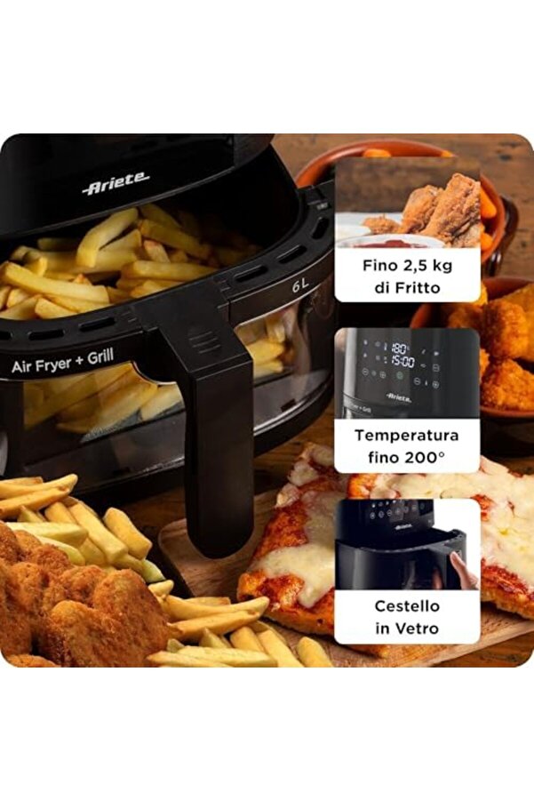 Shopverse Ai̇rfryer 4626/00-6 Li̇tre (2,5 Kg), 1300 Watt, 60 Dk Zaman Ayarı, 8 Program, Şeffaf Cam Pen