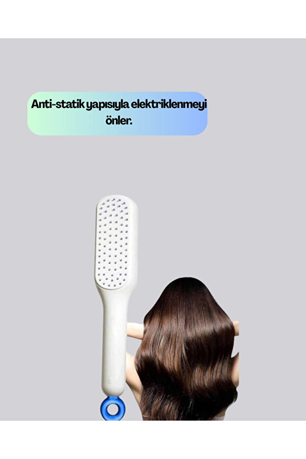 Kendi̇ Kendi̇ni̇ Temi̇zleyen Saç Tarağı – Anti̇-Stati̇k, Si̇li̇kon Uçlu, Abs Malzeme, 22X4 Cm