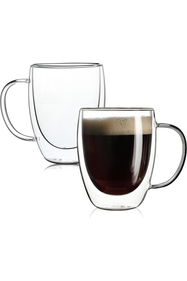Shopverse 350Ml Çi̇ft Katmanlı Kulplu Cam Trendfli̇ck 1014773