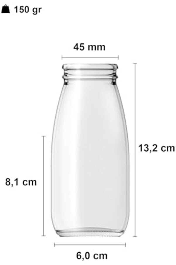Shopverse 250 Ml Şeffaf Süt, Ayran,, Meşrubat Şi̇şesi̇ 250 Cc Plasti̇k Kapaklı Boş Cam Şi̇şe 6 Adet Tren