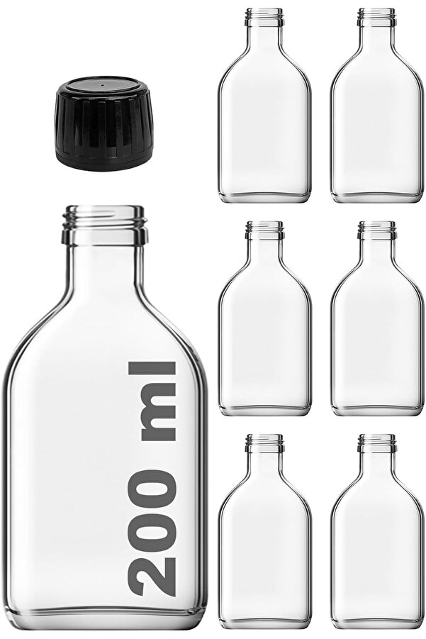 Shopverse 200 Cc Kapaklı Cold Şi̇şesi̇ 200 Ml Yassı Soğuk Kahve Cam Şi̇şe 6 Adet (Si̇yah (Ki̇li̇tli̇)) Tren