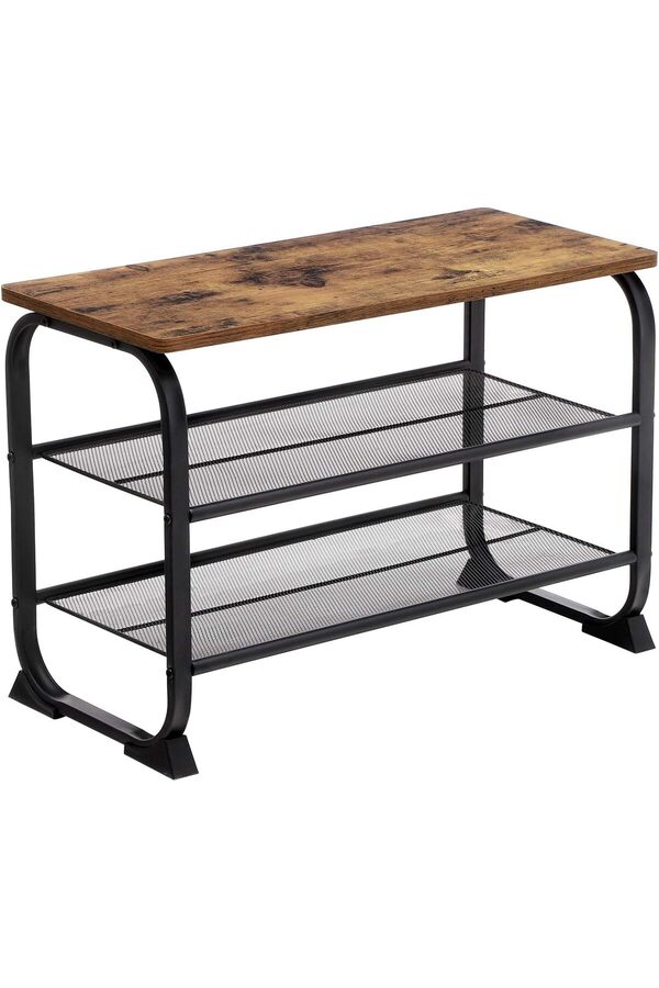 Shopverse Ayakkabı Dolabı, 2 Raflı, Yuvarlak Çerçeve, Basi̇t Montaj, Ahşap Görünüm, Lmr32Bx, 66 X 45