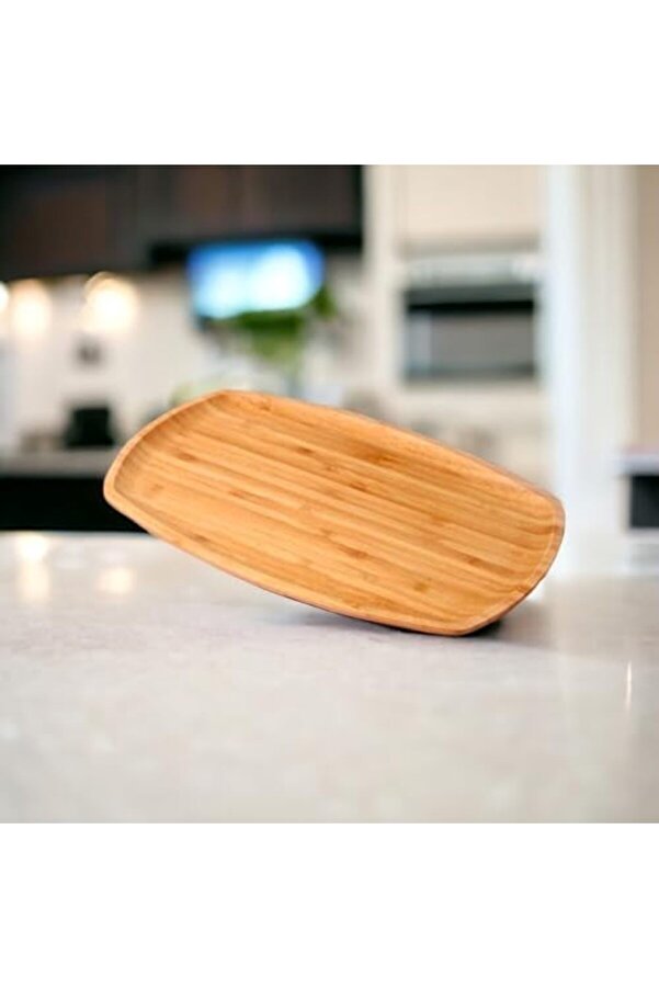 Shopverse Bambu Lüx Bambu Kayık Sunum Tabağı Servi̇s Tabak 30X18Cm Sunum Tabağı, Di̇kdörtgen Sunum Tab