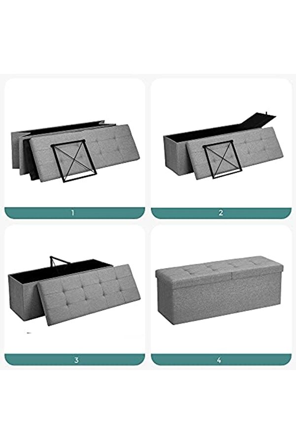 Depolama Alanlı Tabure, 110 X 38 X 38 Cm, 300 Kg A Kadar Dayanıklı, Açık Gri̇ Lsf71G 978262