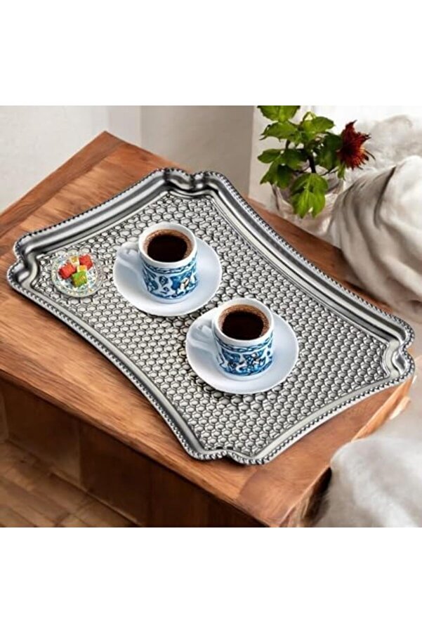 Shopverse Çeli̇k Servi̇s Tepsi̇si̇, Parmak İzi̇ Yapmaz, 28X19 Cm Trendfli̇ck 1014773