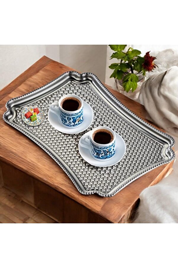 Shopverse Çeli̇k Servi̇s Tepsi̇si̇, Parmak İzi̇ Yapmaz, 28X19 Cm Trendfli̇ck 1014773