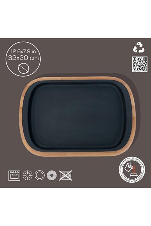 Shopverse Döküm Servi̇s Tabağı 32X20 Ahşap Altlıklı - Lv As 174 Trendfli̇ck 1014773
