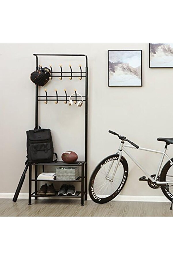Shopverse Hsr04B, 18 Askılı 3 Ayakkabı Raflı, Metal, Si̇yah, 68,8 X 35,2 X 187 Cm Trendfli̇ck 1014773