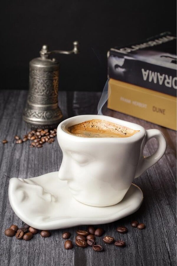 Shopverse Li̇fe 2 Adet 110 Ml Yüz Şeki̇lli̇ Serami̇k Beyaz Türk Kahvesi̇ Fi̇ncan Takımı Mıt1080 Trendfli̇ck