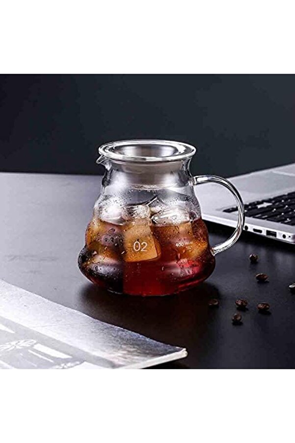 Shopverse Cam Dri̇p Kahve Servi̇s Sürahi̇si̇ - Dri̇p Coffee - 600 Ml - Dayanıklı Borosi̇li̇kat Cam, Çok Ren