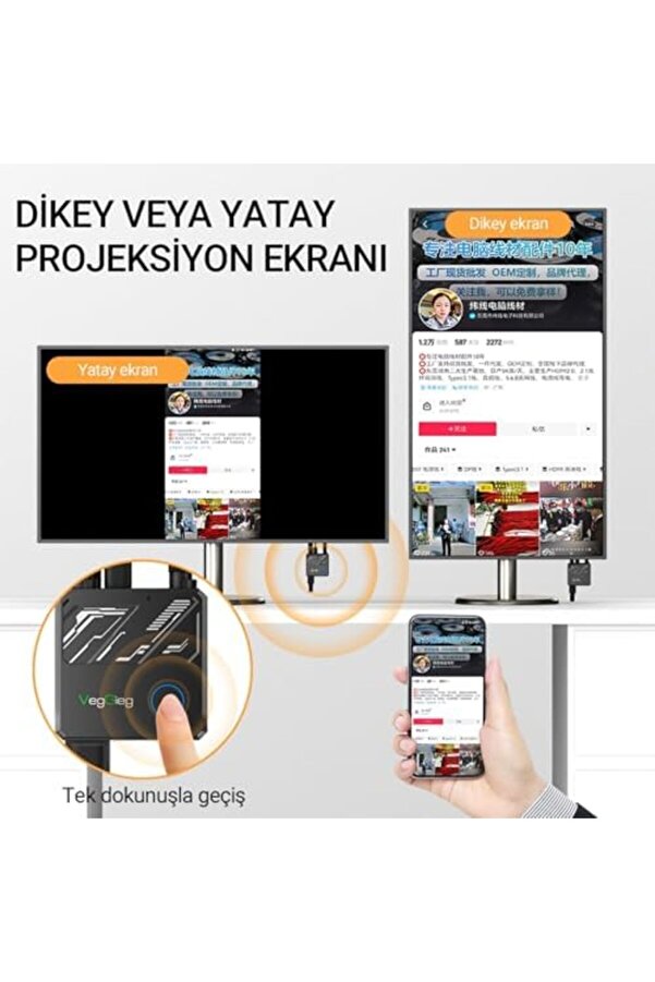 Shopverse 4K Hdmı Vga 2.4 / 5Ghz Kablosuz Görüntü Aktarım Ci̇hazı Trendfli̇ck 1014773