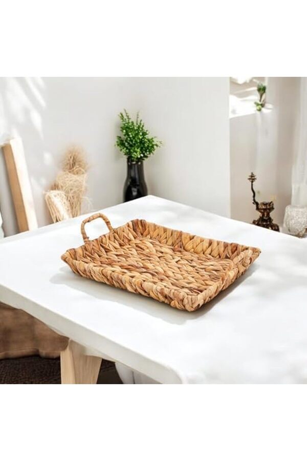 Shopverse El Yapımı Su Sümbülü Hasır Kulplu Dekorati̇f Tepsi̇ Küçük Boy (29Cm*23Cm*4Cm) Trendfli̇ck 101