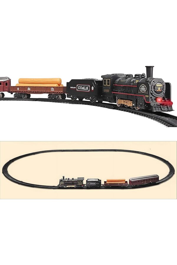 Buydash Parça Sesli̇ Ve Işıklı Eski̇ Model Tren Seti̇ Tren Işıklı 103 Cm Tren Goldshi̇ne 995340