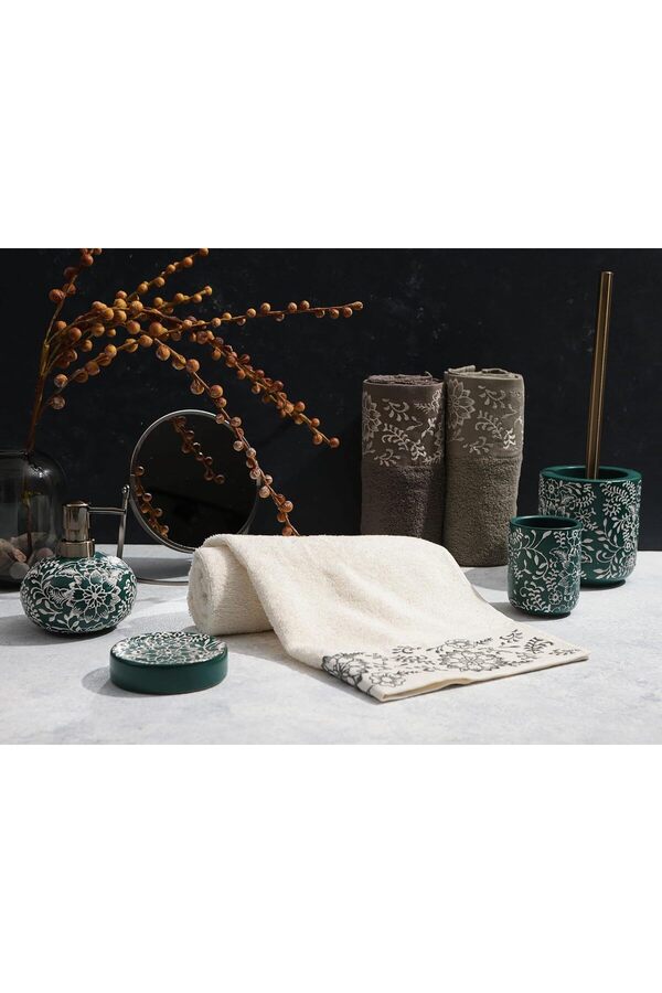Shopverse Sty Akra Nakışlı Krem Havlu 50X90 Trendfli̇ck 1014773