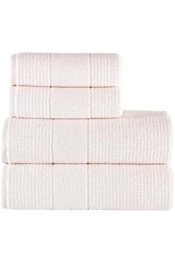 Shopverse Teksti̇l | 50X90-70X140 Cm 4 Lü Havlu Seti̇,%100 Pamuklu Havlu Takımı Krem Trendfli̇ck 1