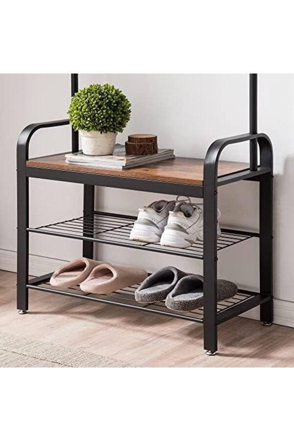 Shopverse , Ayakkabı Tezgahı, 4 Ü 1 Arada Tasarım, 9 Kanca, 33.7 X 72 X 183 Cm, Endüstri̇yel Tas