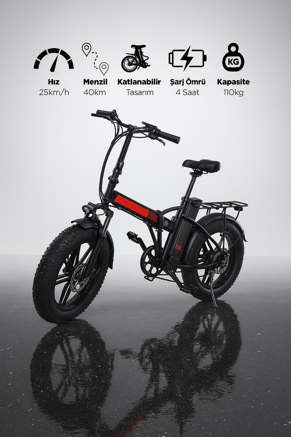 FC BİKE Bike - Model Elektrikli Katlanılabilir Bisiklet Düz Kadro El Gazlı