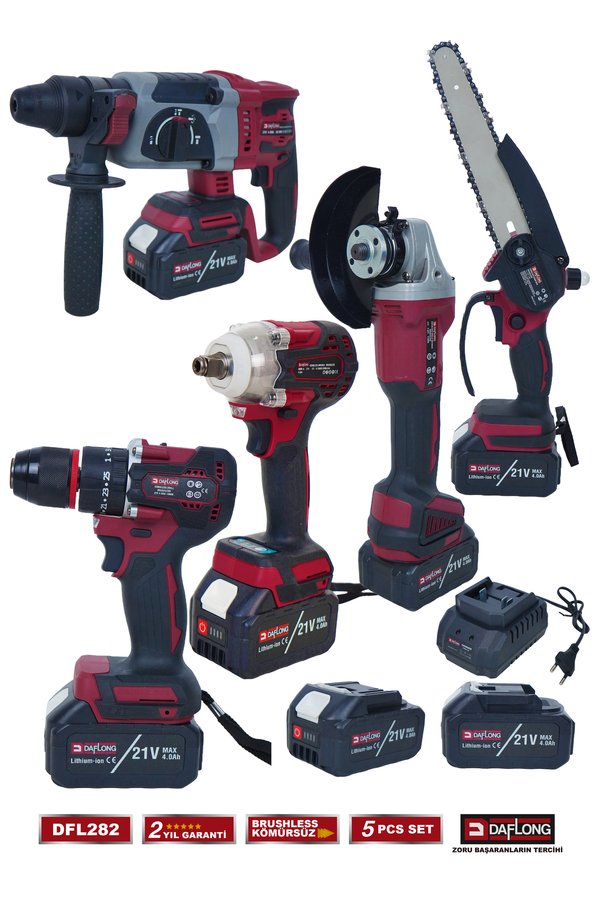 DAFLONG Ultra 5'Lİ SET 600NM Torklu-Kırıcı Delici Hilti-Devirli Taşlama-Matkap-DAL Budama DFL-282