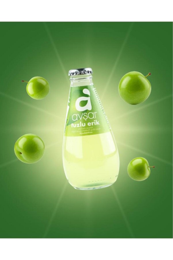 Avşar Yeşil Erik Aromalı Maden Suyu Şekersiz Tuzlu Erik 6x200 Ml