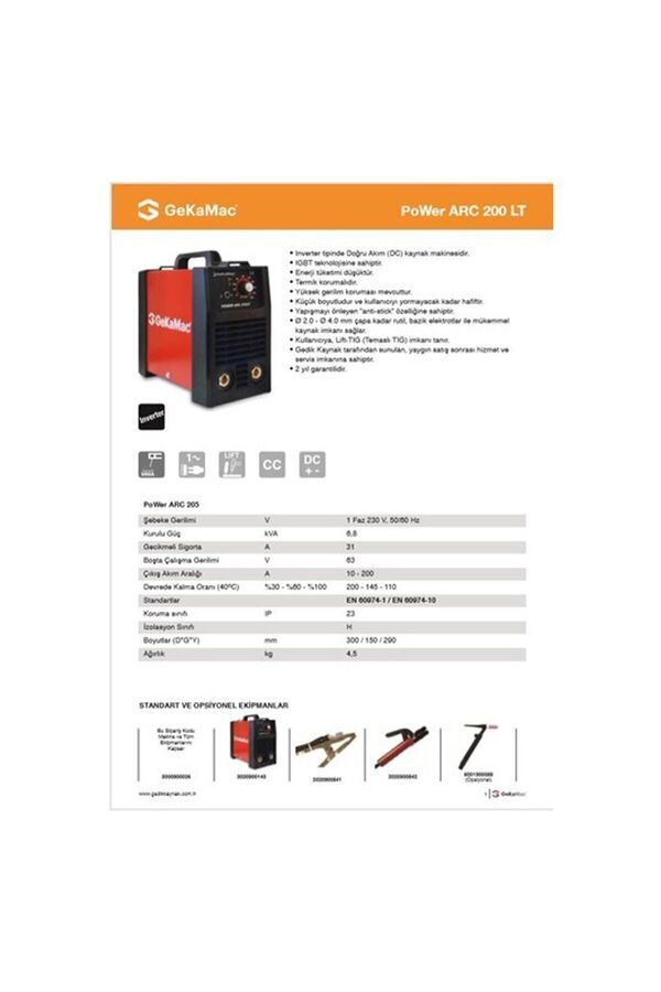 GeKaMac Gedik Kaynak Power Arc 200 Inverter Kaynak Makinesi