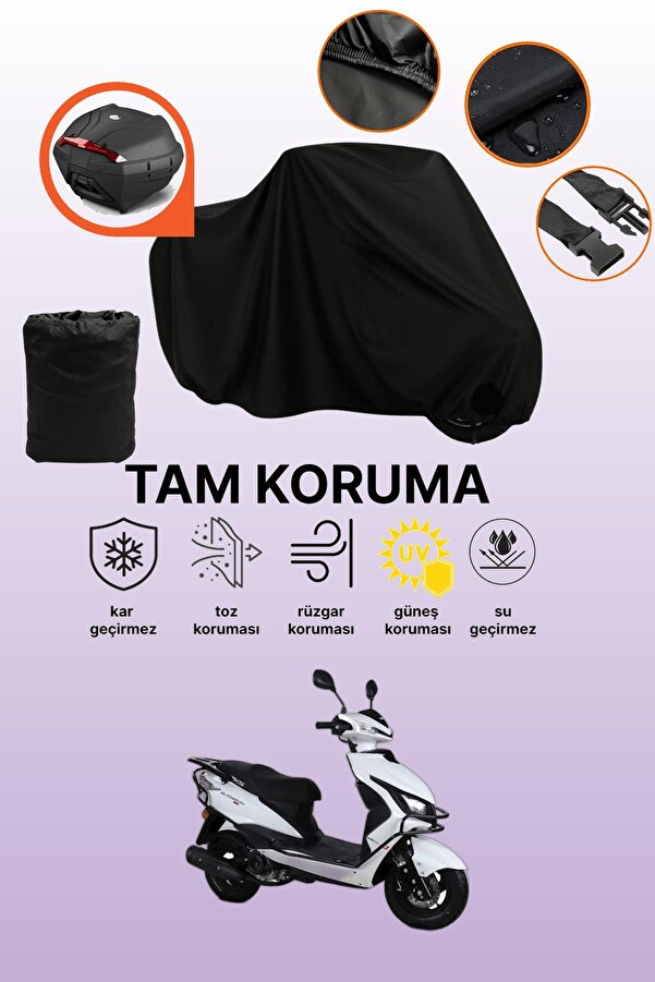 dokaca Siyah Arka Çanta ile Uyumlu RKS Blazer 50 Uyumlu Motosiklet Brandası