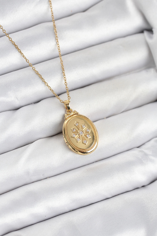 Buti̇k 316L Çeli̇k Zi̇nci̇r Gold Renk Kapaklı Açılabi̇li̇r Model Kadın Kolye