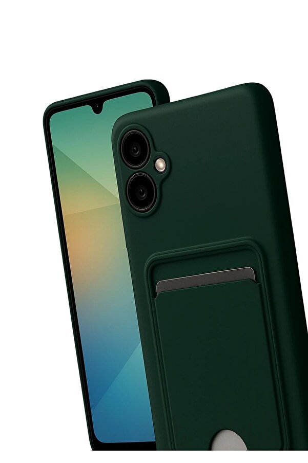 Fırsatkoli̇k Samsung Galaxy A07 Kelvi̇n Kartvi̇zi̇tli̇ Si̇li̇kon - Koyu Yeşi̇l-(5796)