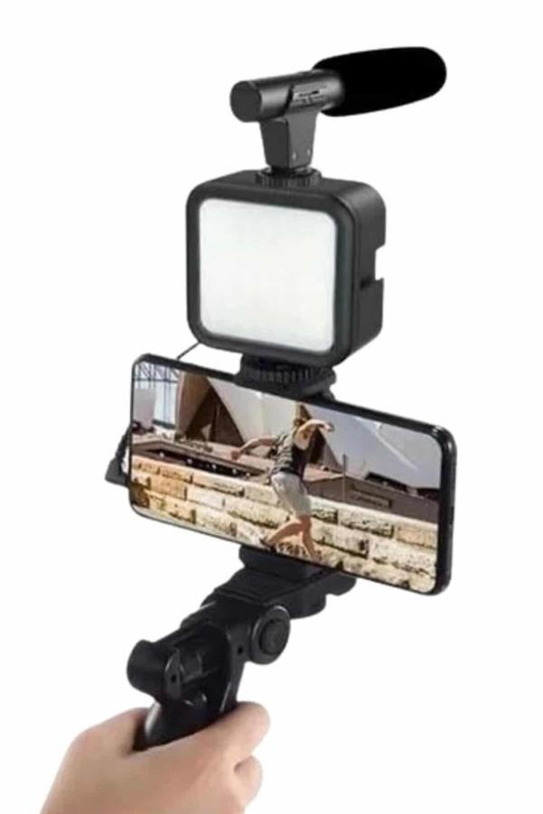 Ethab Giyim Telefon Tutucu Mini Mikrofonlu Tripod Vlog Çekim Video - Glst8722-6977