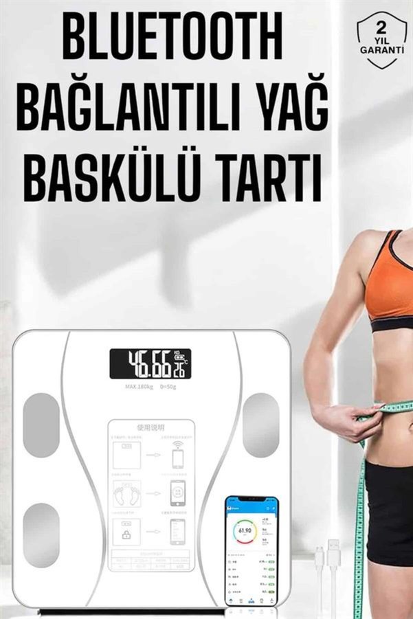 Ethab Giyim Akıllı Tartı Dijital Baskül Yağ Su Kas Vücut Kitle Kilo Ölçer Tartı - Glst4083-5731