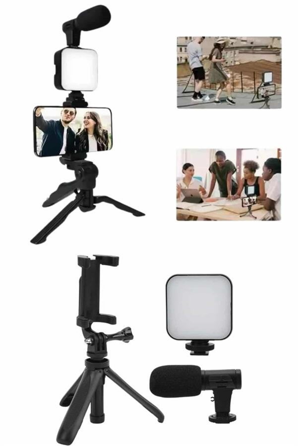 Ethab Giyim Telefon Tutucu Mini Mikrofonlu Tripod Vlog Çekim Video - Glst8722-6977