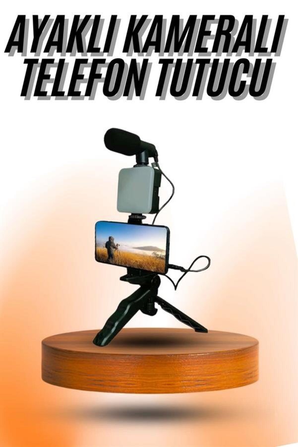 Ethab Giyim Telefon Tutucu Mini Mikrofonlu Tripod Vlog Çekim Video - Glst8722-6977