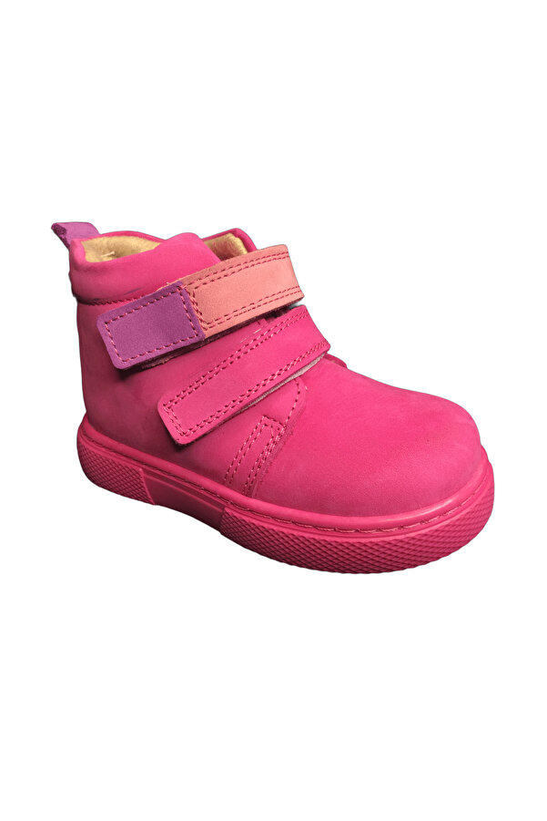 Ortopedi̇kal1001 Ri̇dente Pembe Bebe Kız Çocuk Bot % 100 Deri̇ Anatomi̇k Bi̇lekten Cırtlı