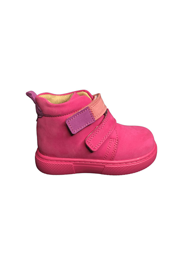 Ortopedi̇kal1001 Ri̇dente Pembe Bebe Kız Çocuk Bot % 100 Deri̇ Anatomi̇k Bi̇lekten Cırtlı