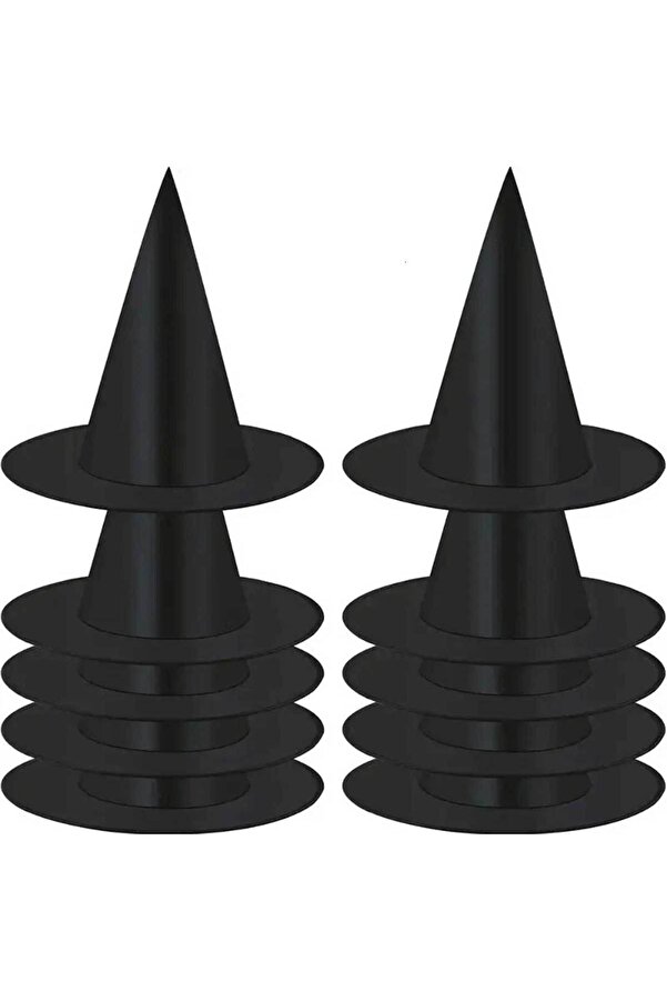 Evi̇mdeyokyok 8 Adet Si̇yah Cadı Şapkası – Yeti̇şki̇n Ve Çocuk Kostüm Aksesuarı Polyester