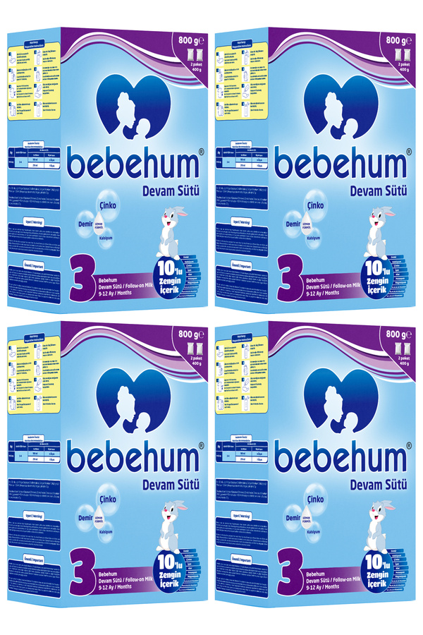 bebehum 3 Numara Devam Sütü 9-12 Ay 800 gr x 4 Adet