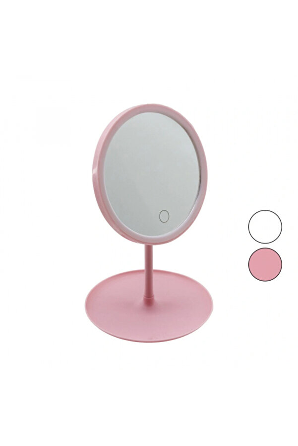 Go İthalat Yuvarlak 7 İnç Ledli̇ - Usb Şarjlı Makyaj Aynası 90°Takılık Sepetli̇ Ayak Renkli̇ Pls 17.5Cm (5324)