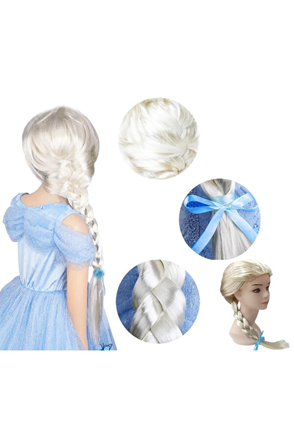 Evi̇mdeyokyok Plati̇n Altın Dore Renk Karlar Ülkesi̇ Elsa Frozen Peruğu Çocuk Boy