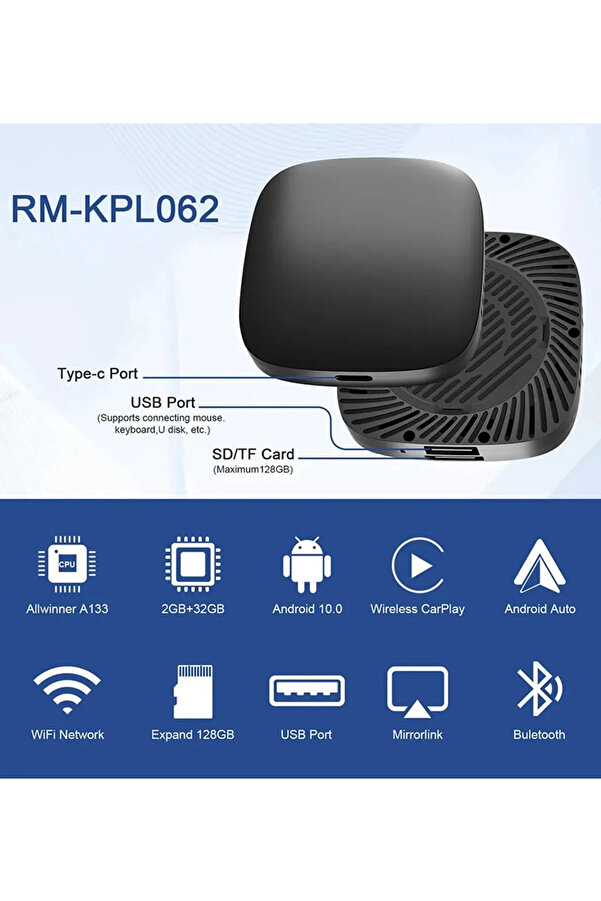 Evimdeyokyok Wireless Carplay Android Araba 4 Çekirdekli Akıcı Fullhd 1080P Wifi 2.4/5G 2Gb/32Gb