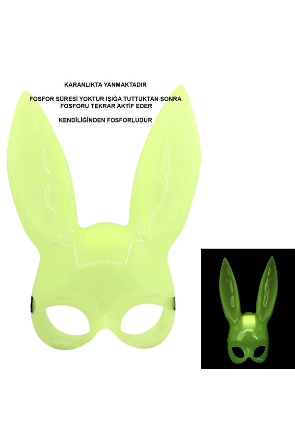 Evi̇mdeyokyok Karanlıkta Parlayan Fosforlu Tavşan Maskesi̇ – Glow Bunny Masquerade Maske (32X22 Cm)