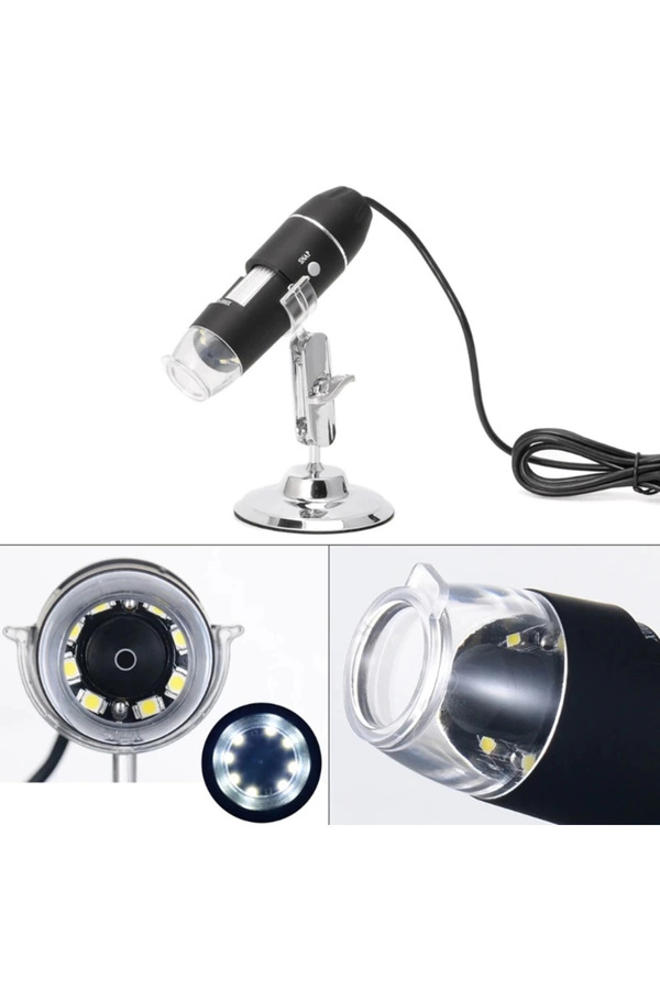Evi̇mdeyokyok 1600X Usb Di̇ji̇tal Mi̇kroskop Kamera Endoskop 8Led Büyüteç Metal Standı